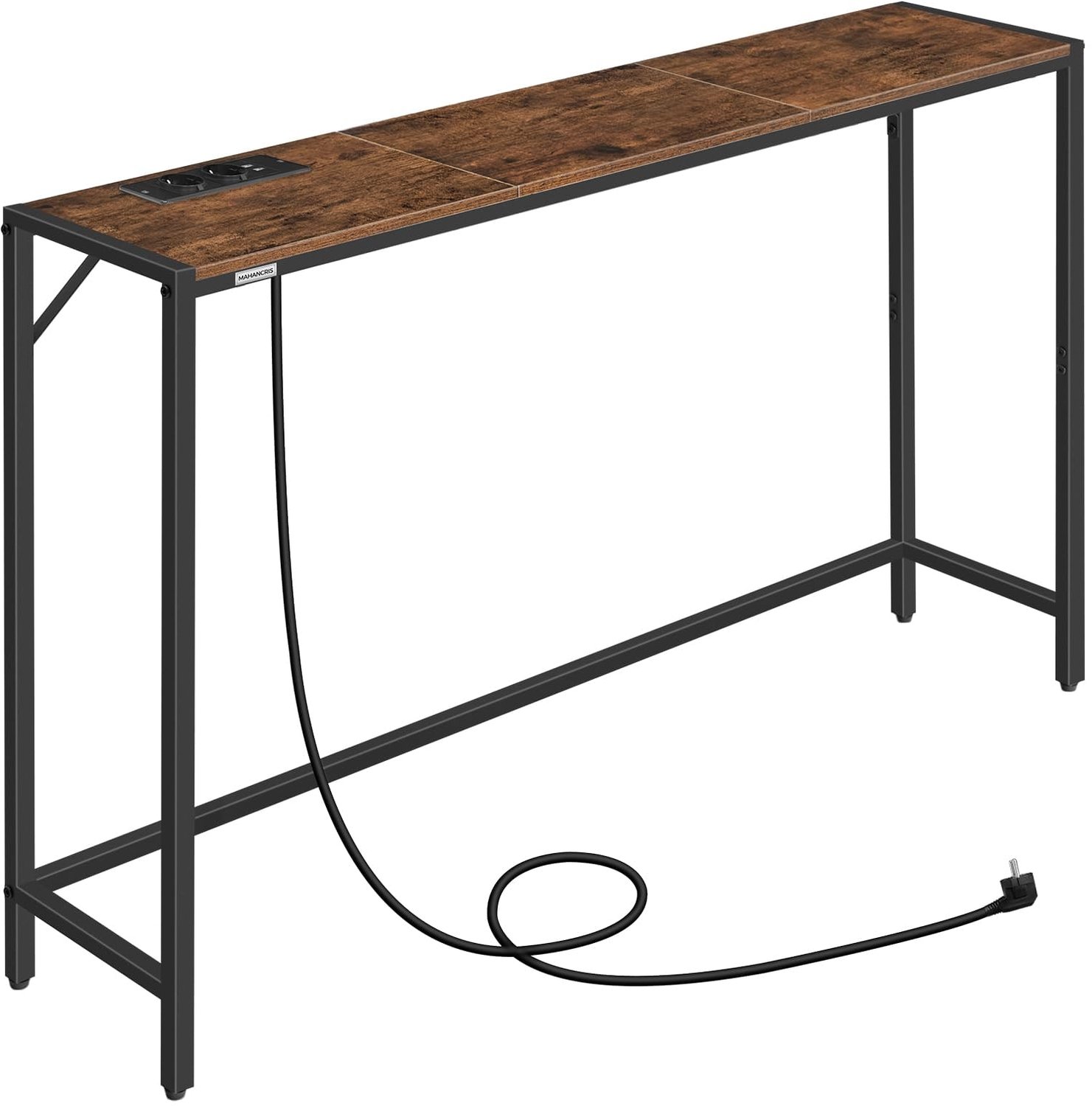 Consoletafel - Met stekkerdoos - Bruin en zwart