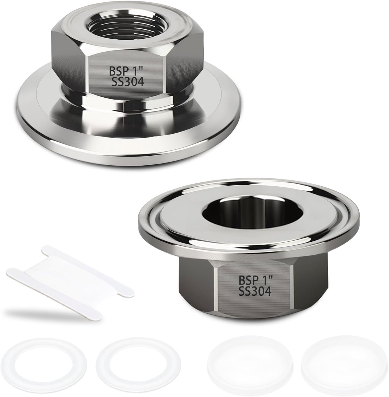 TAISHER 2PCS 1,5" Tri Clamp naar 1" BSP Vrouwelijke RVS Sanitaire Fitting Home Brew Connector (Ferrule Buitendiameter 2 - Luxento