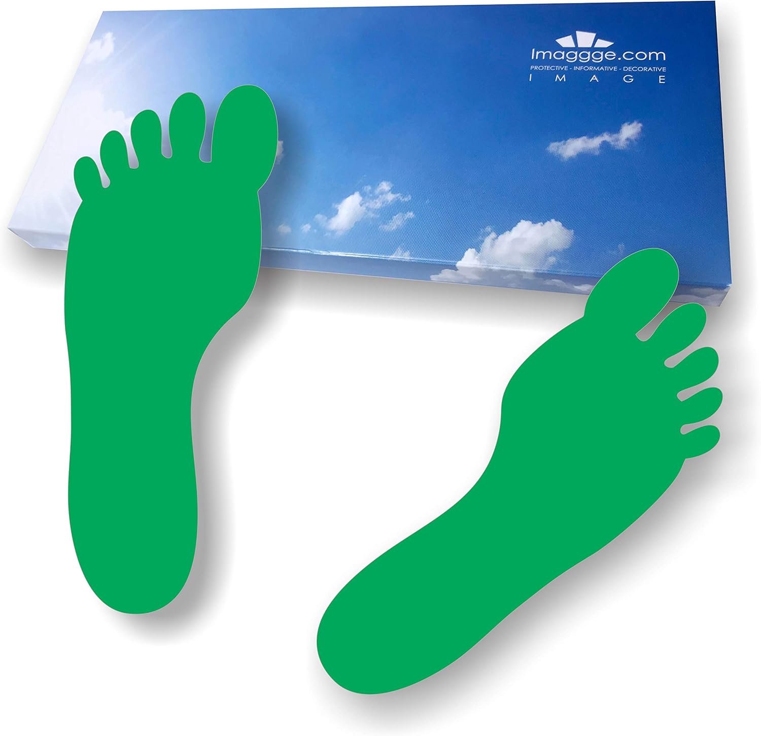 12 self-adhesive footprints - foot traps for the floor - high resistance - dark green - ShopVlot