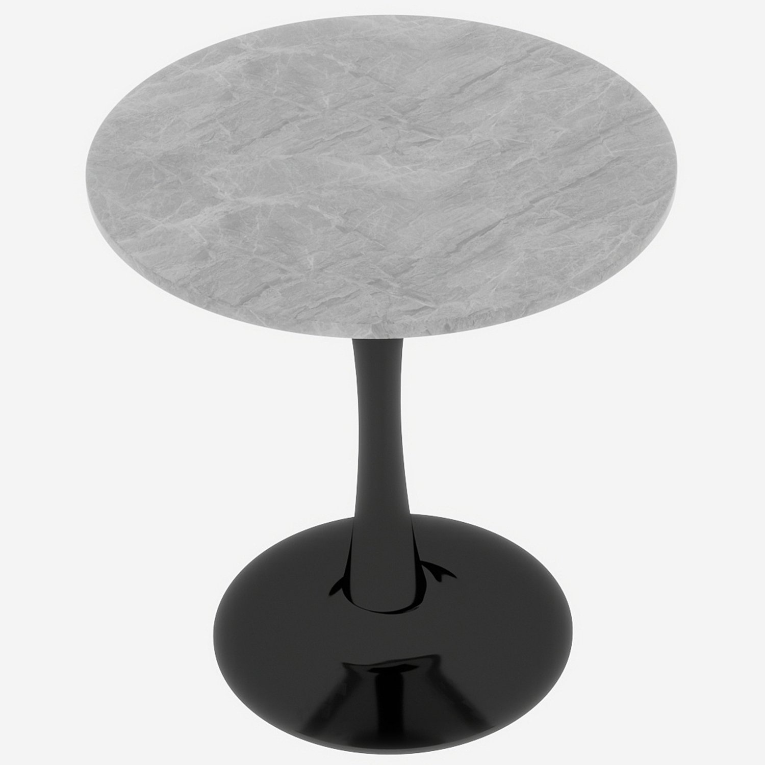 SONNENH Ronde eettafel - Kunstmarmer blad en zwart onderstel - Ø 70 cm - 72 cm hoog