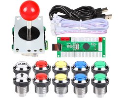 EG STARTS Arcade DIY Kit USB Encoder To PC Joystick + 8 Ways 5 Pin Stick + Chrome Plated LED Illuminated Push Button 1 - ShopVlot