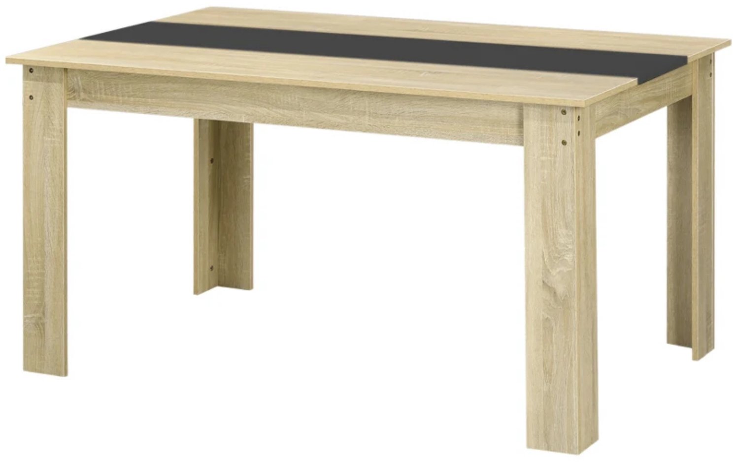 SONNENH Eettafel - Driedelig blad - 140 x 89,5 cm - 140 x 89,5 x 75 cm - Eikenlook/zwart