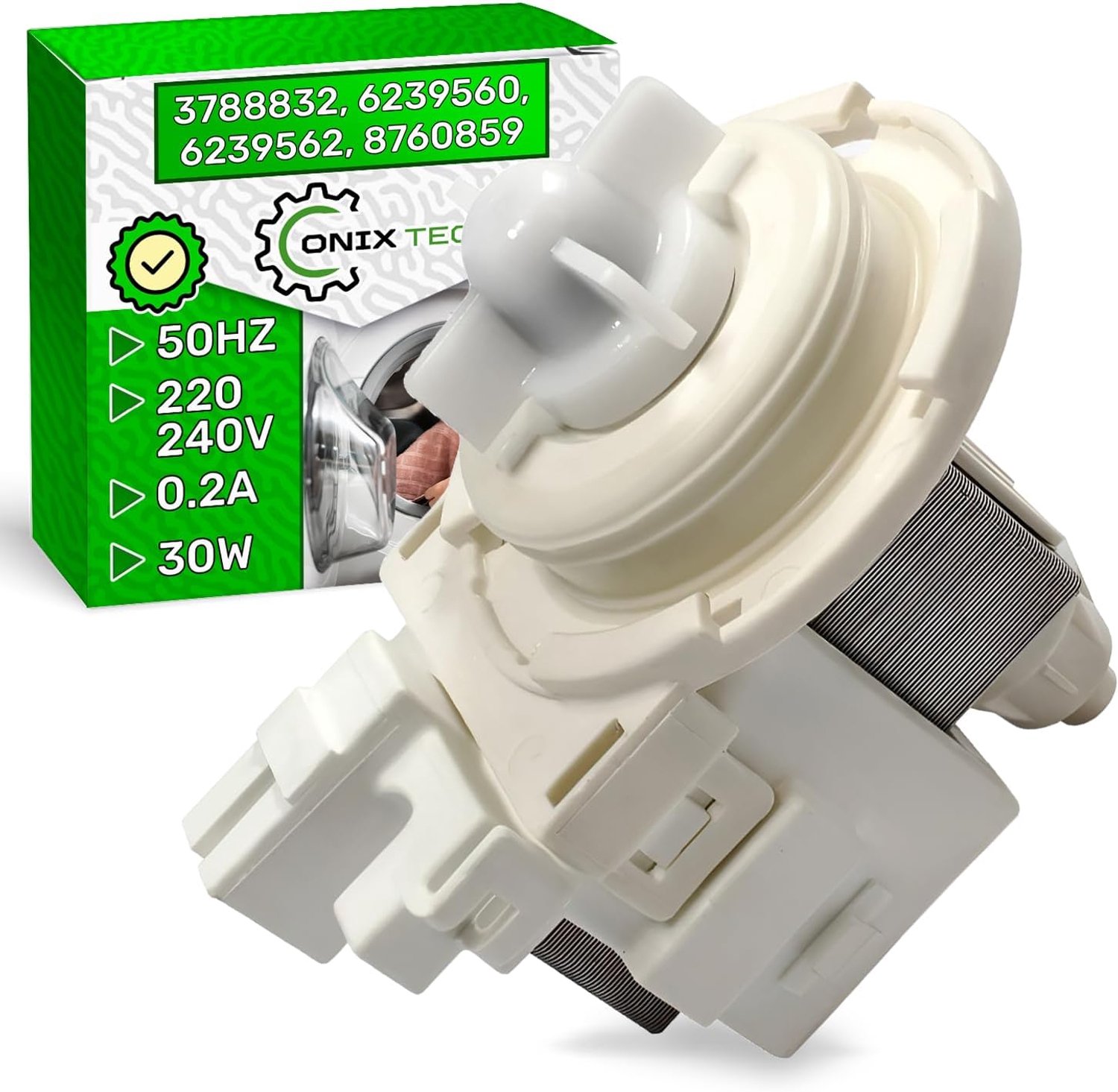 Drain pump for washing machine 30W 220/240V 50HZ 0.2A with original code 3788832 6239560 6239562 8760859 for Miele - ShopVlot
