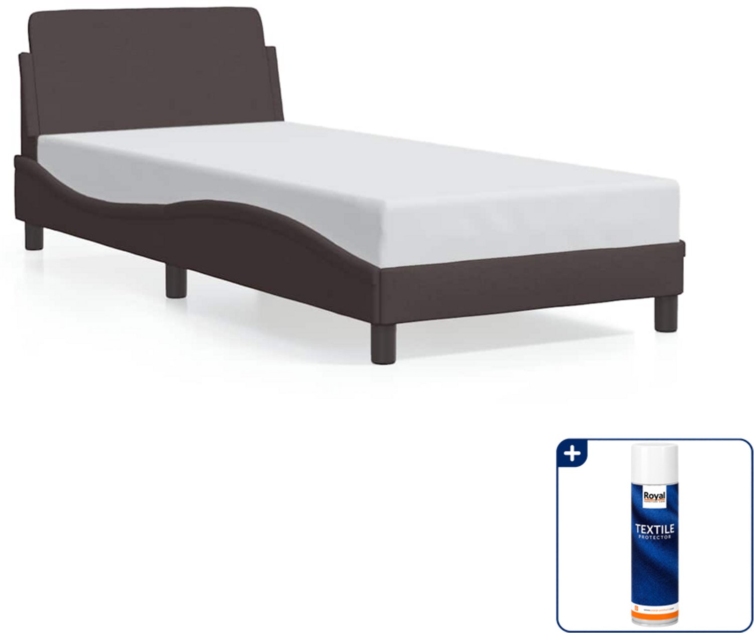 vidaXL bedframe Dover 90 x 190 cm - stof - donkerbruin - Inclusief textielbeschermer 500 ml