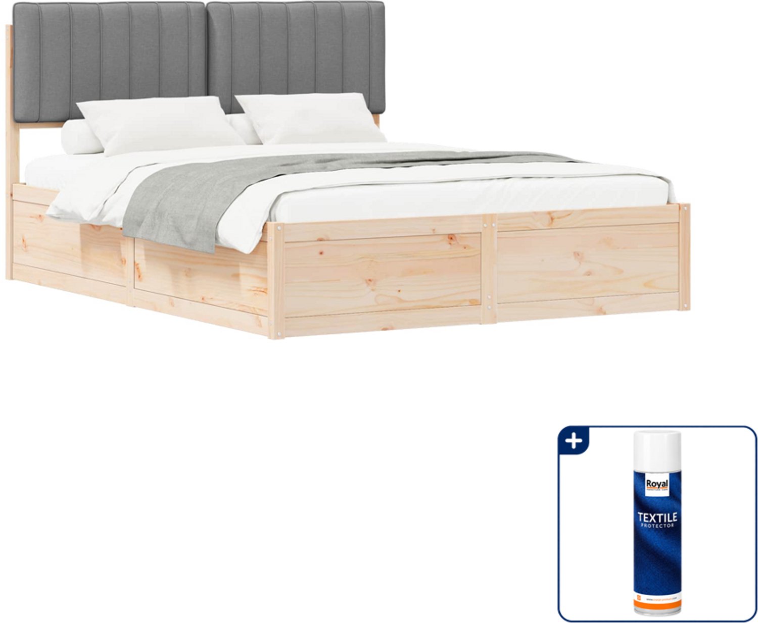 vidaXL bedframe - Queensize - 160 x 200 cm - lichtgrijs - Inclusief textielbeschermer 500 ml Zwart