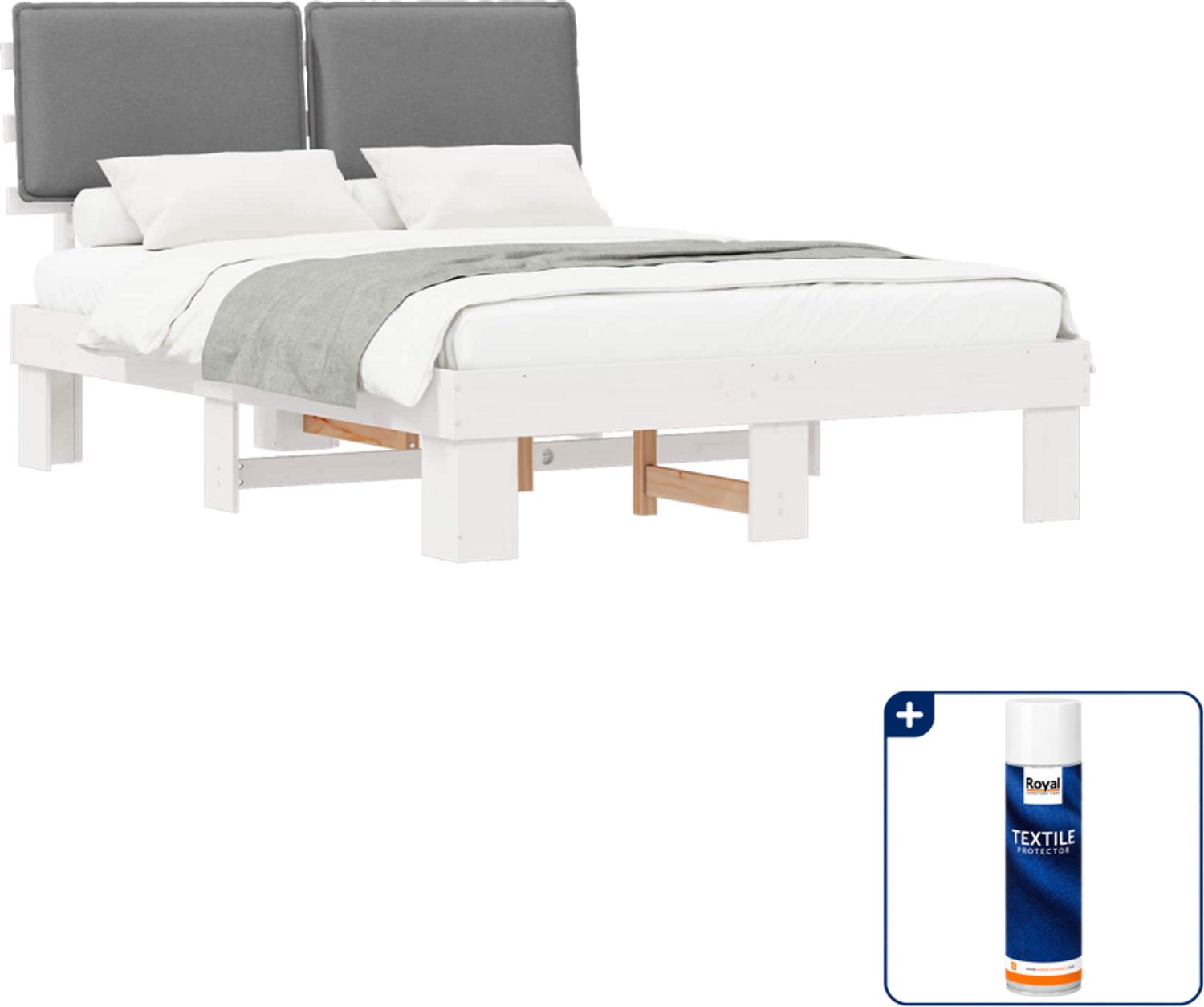 vidaXL bedframe Queensize - 160 x 200 cm - lichtgrijs - Inclusief textielbeschermer 500 ml