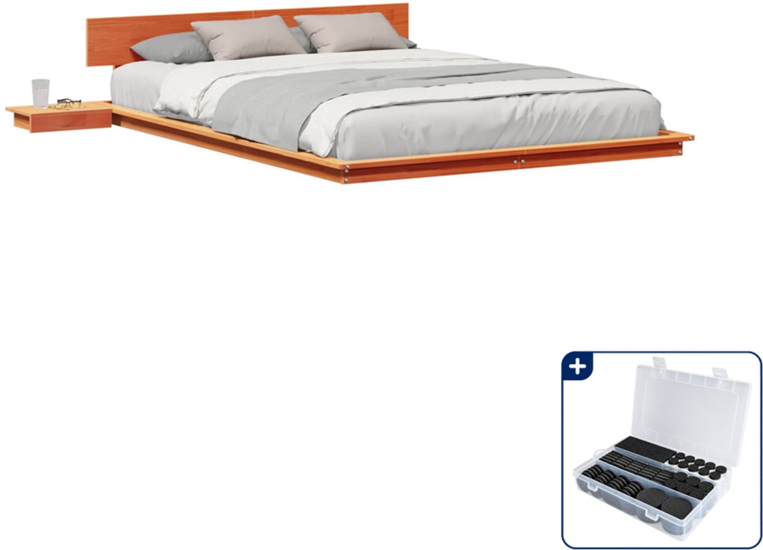 vidaXL bedframe - Small double - 140 x 200 cm - bruin - Inclusief antikrasvilt 177-delig
