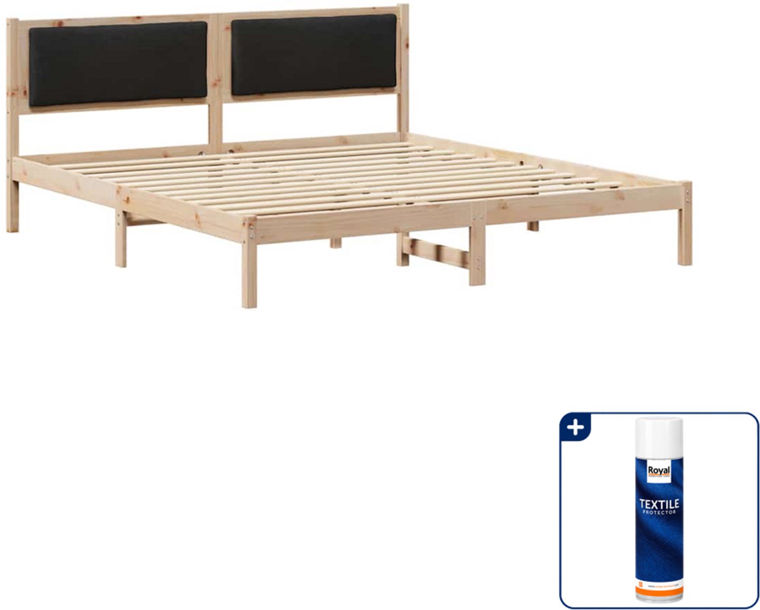 vidaXL bedframe - Kingsize - 180 x 200 cm - zwart - Inclusief textielbeschermer 500 ml