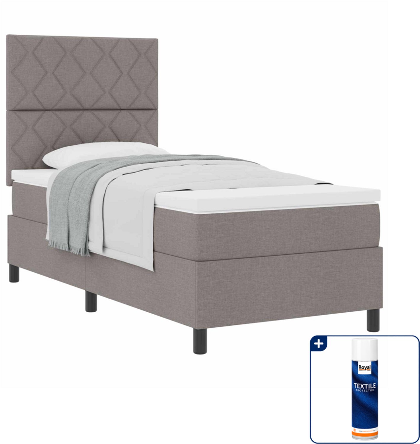 vidaXL boxspringbed - 90 x 190 cm - taupe - Inclusief textielbeschermer 500 ml