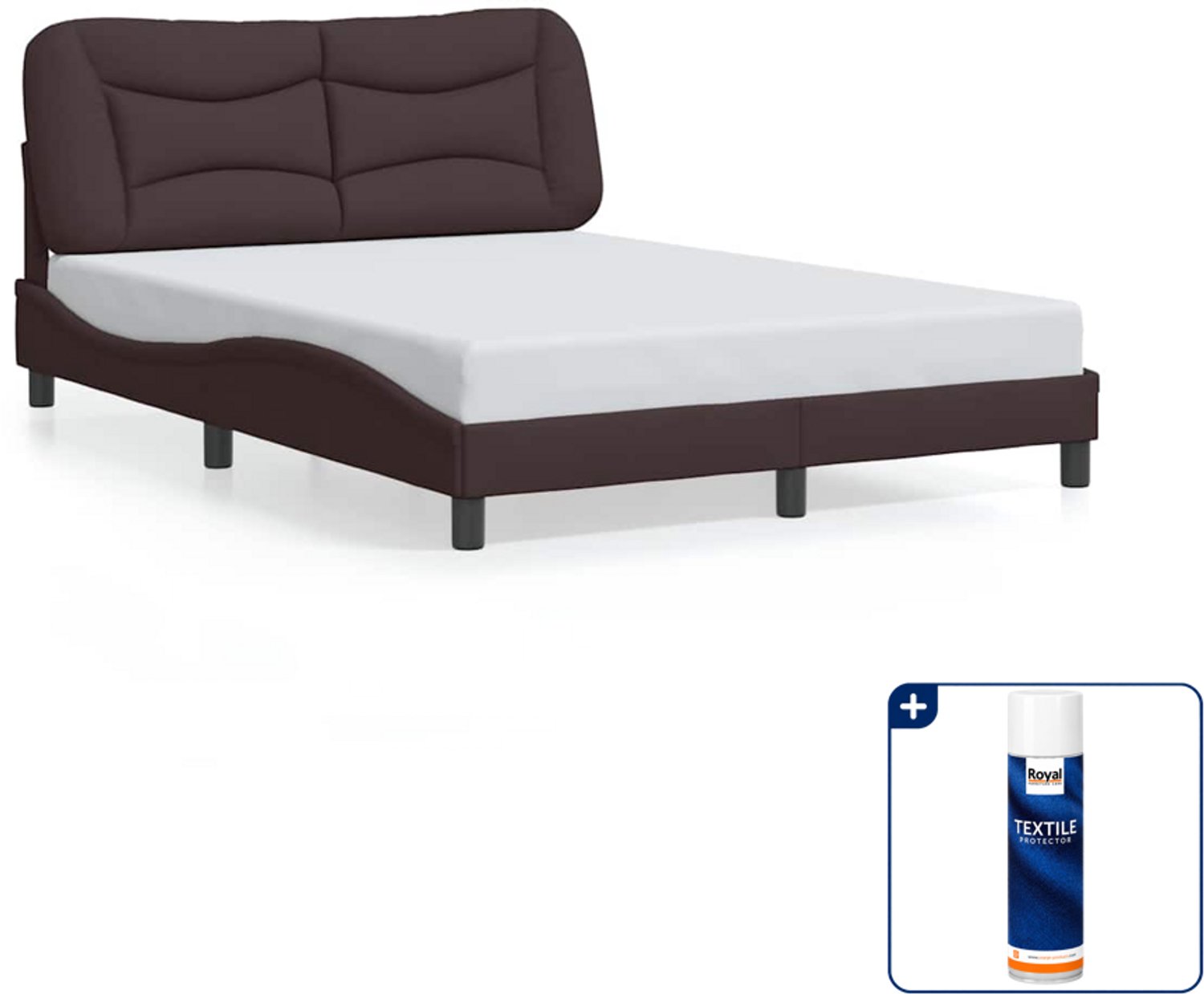 vidaXL Hvar bedframe - 120 x 200 cm - stof - donkerbruin - Inclusief textielbeschermer 500 ml