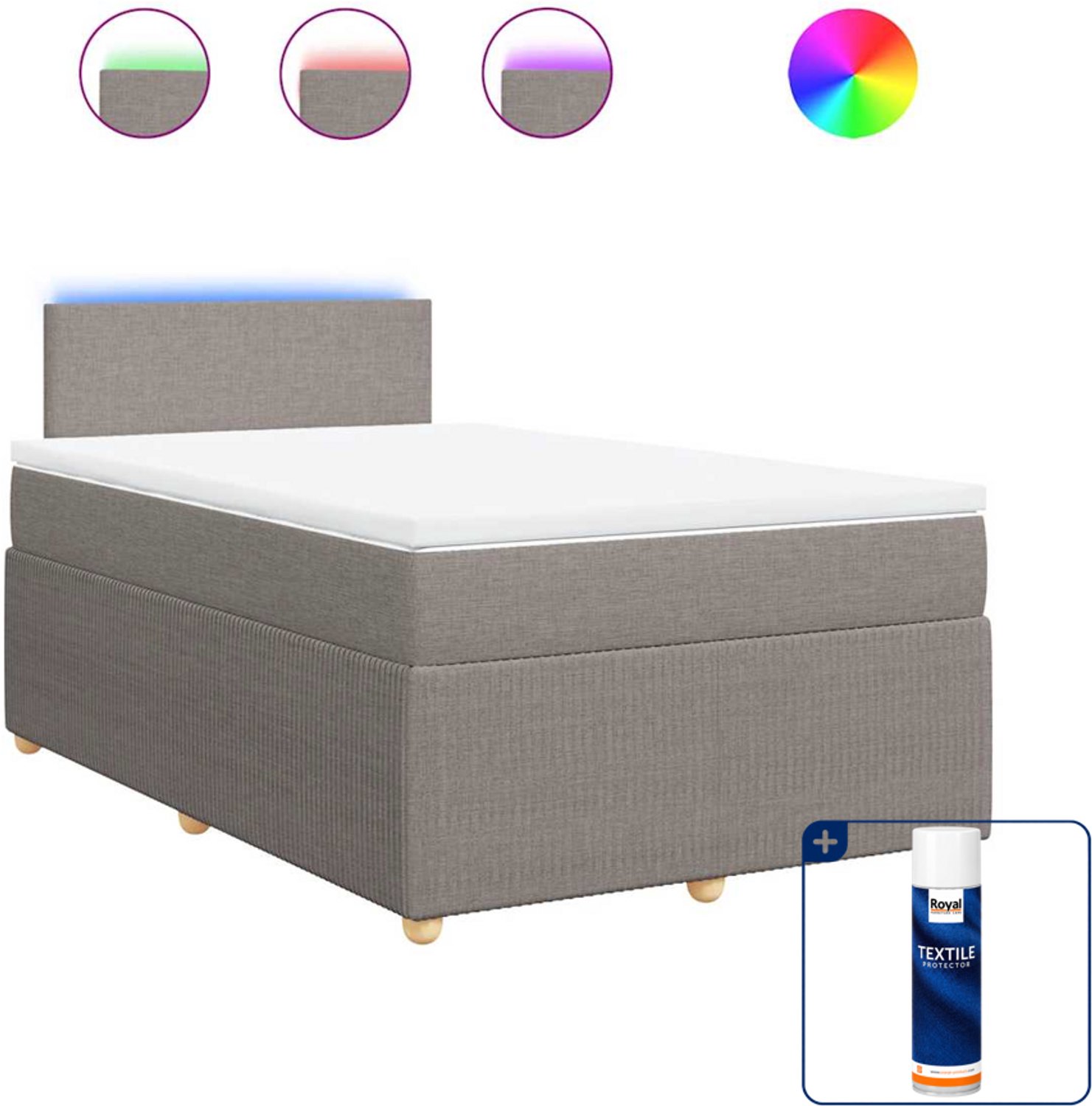 vidaXL boxspring met matras 120 x 200 cm - stof - taupe - Inclusief textielbeschermer 500 ml