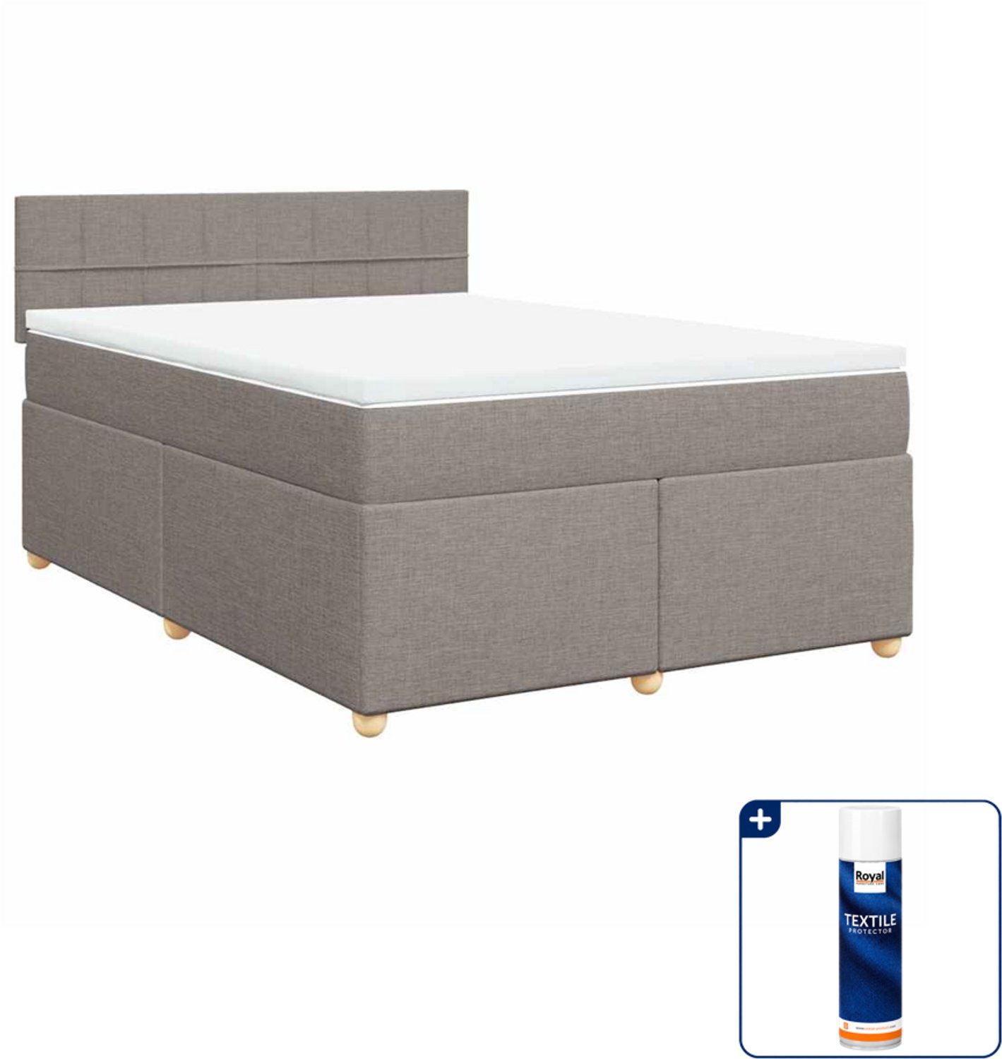 vidaXL boxspring met matras 140 x 190 cm - taupe - Inclusief textielbeschermer 500 ml