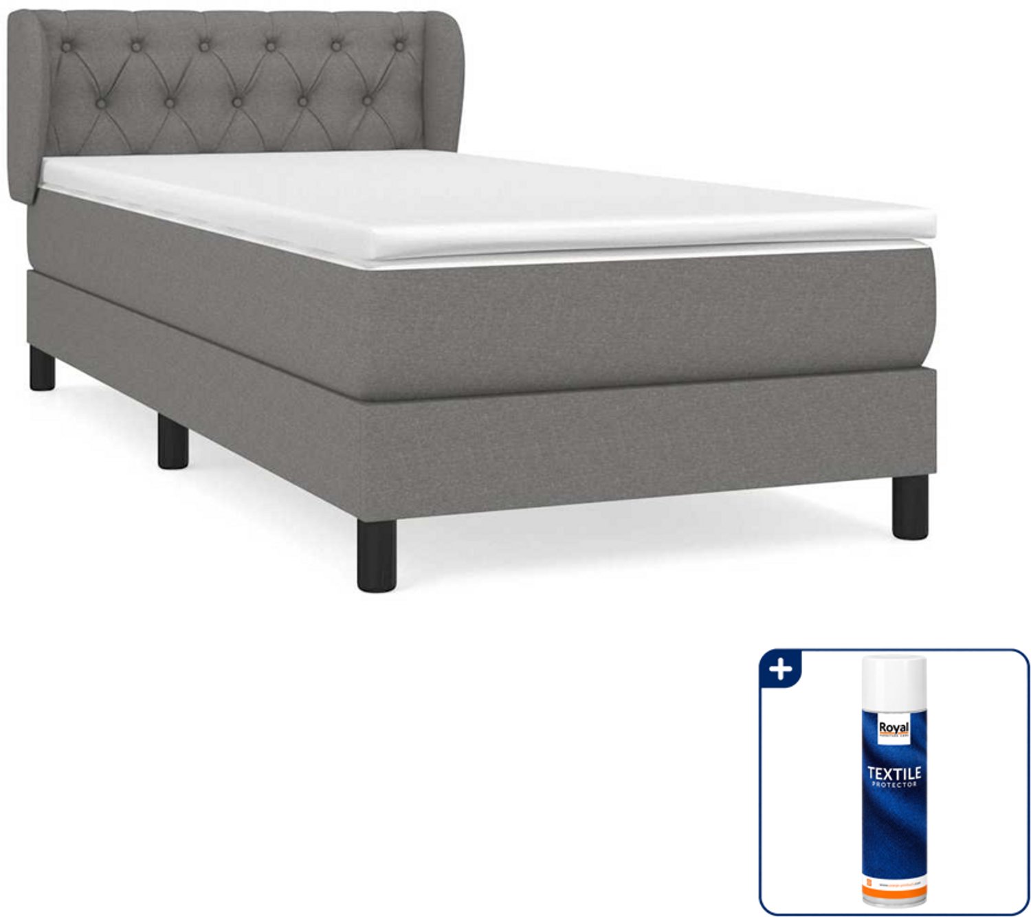 vidaXL boxspring met matras 80 x 200 cm - donkergrijs - Inclusief textielbeschermer 500 ml