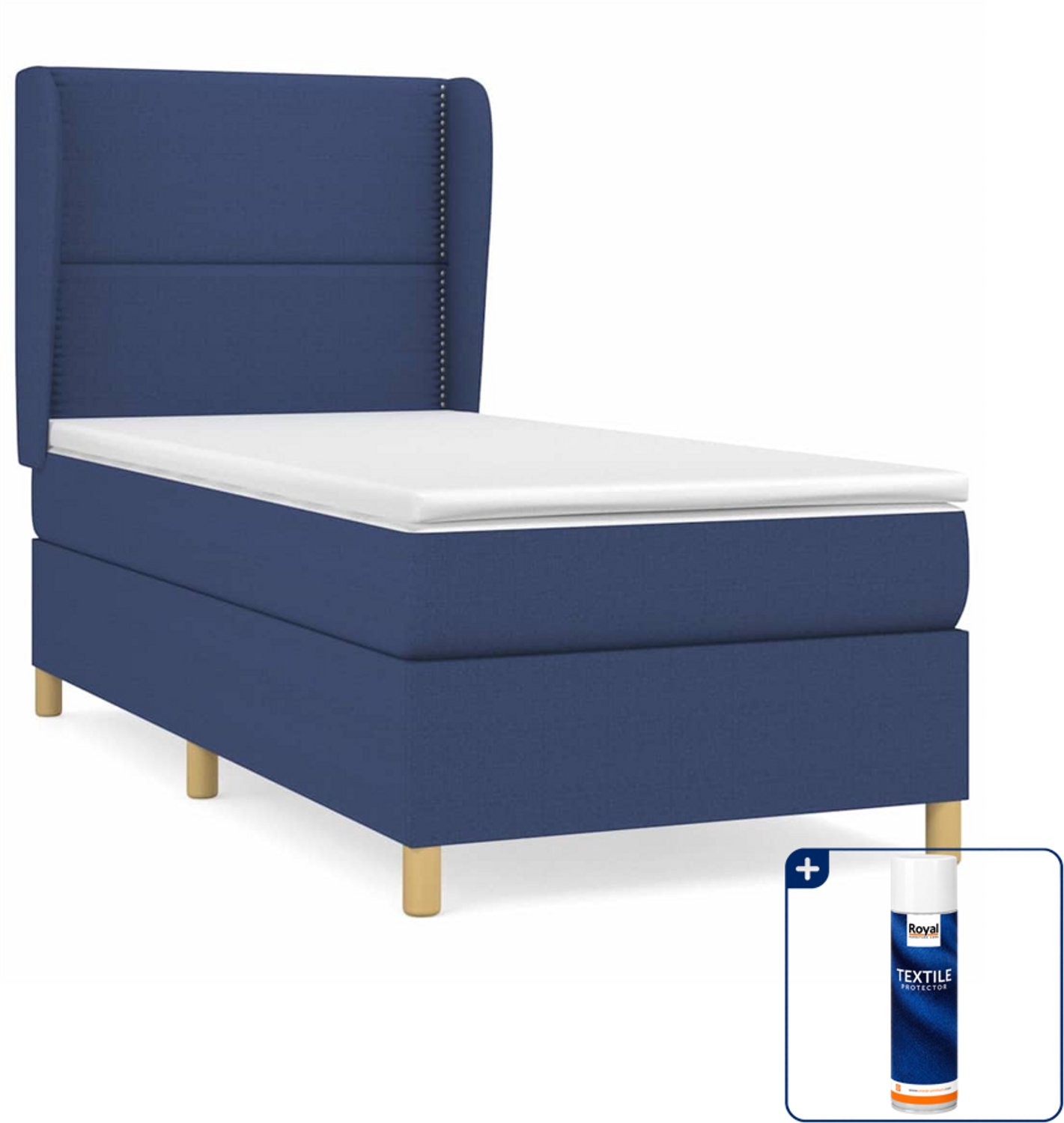 vidaXL Boxspring 100 x 200 cm - stof - blauw - Inclusief textielbeschermer 500 ml