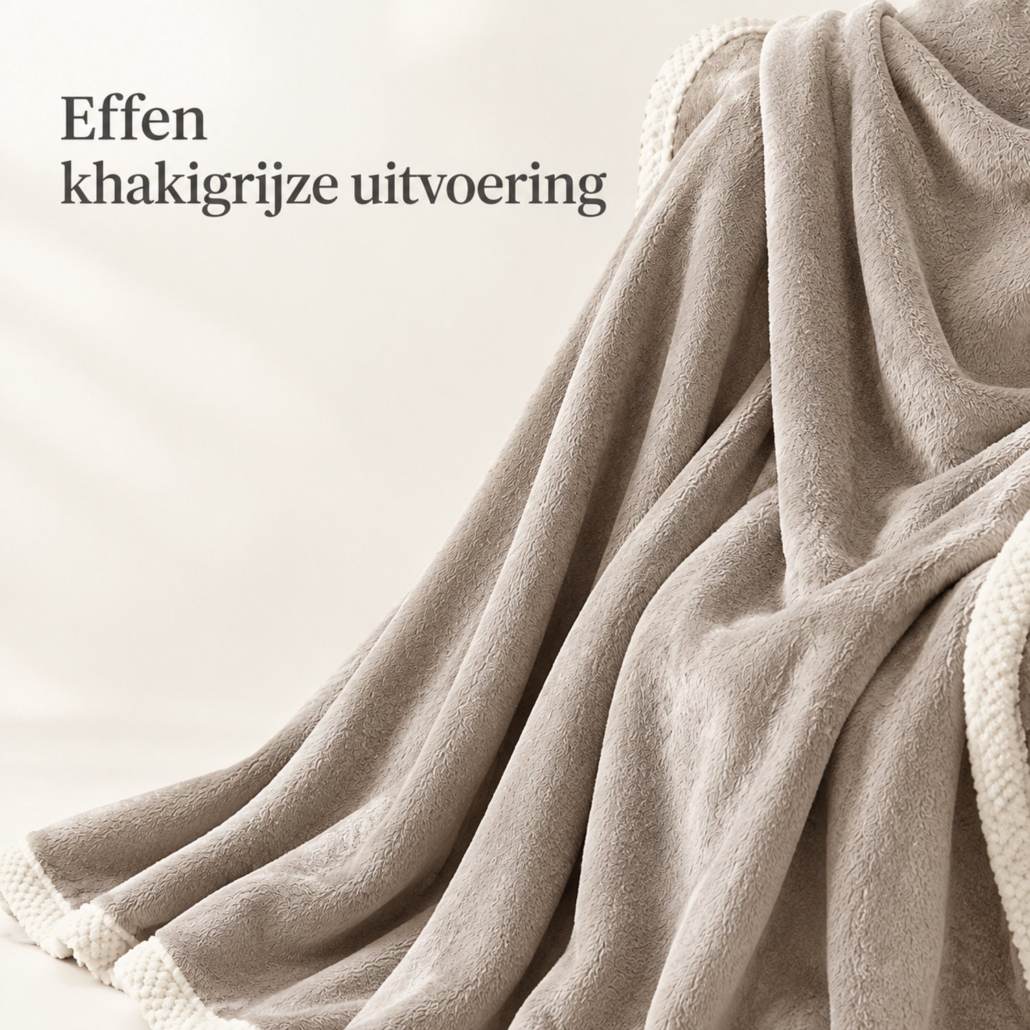 SWGOTA Khakigrijze flanellen deken 200 x 230, circa 1450 g, effen en enkel laags met afgewerkte rand khakigrijs