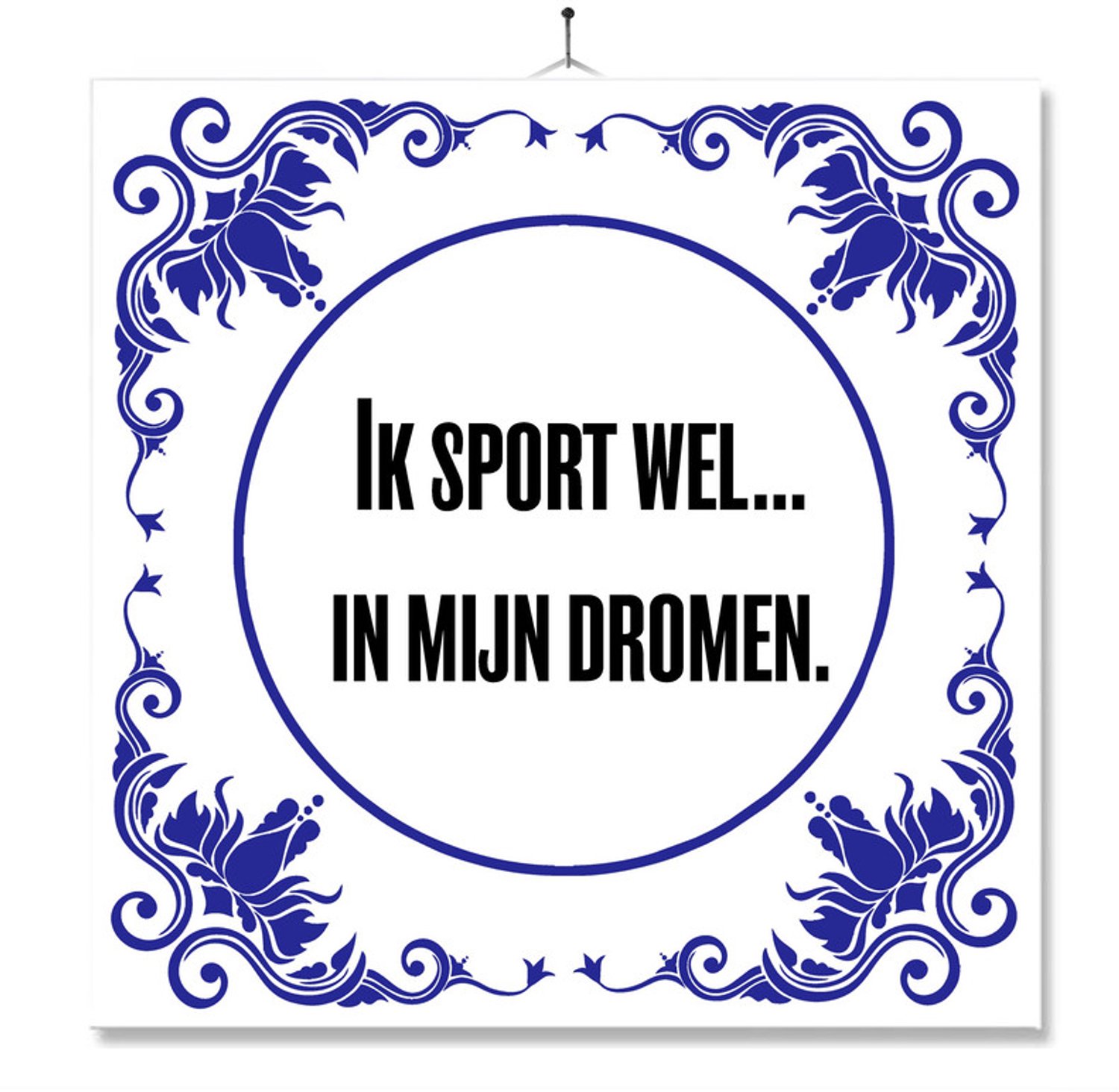 MC Living Tegel Met Opdruk | Ik Sport Wel | Cadeau | Inclusief Geschenkdoos | Standaard | Ophangsysteem Multi-Color