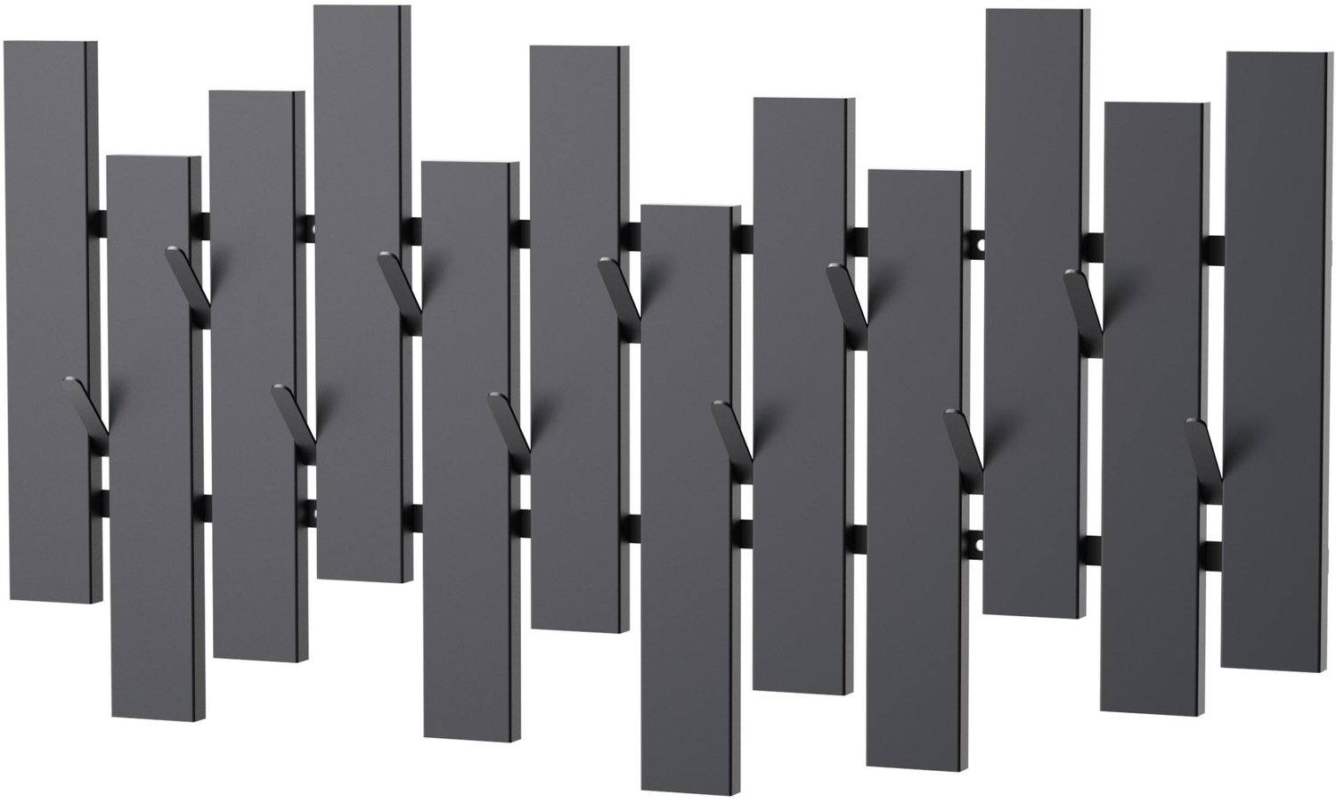 ‎DanDiBo DanDiBo Wandkapstok 3D-look - 11 haken - Zwart metaal - 72 cm