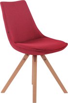 Clp Albi Eetkamerstoel - Stof - Vierkante poot - Rood - Kleur onderstel : natura (eiken)