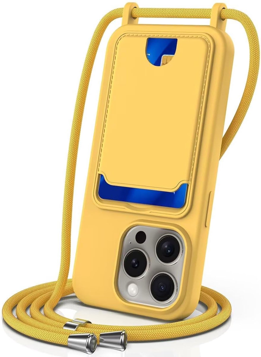 Siliconen hoesje met koord en kaartvak voor iPhone 12 Pro Max