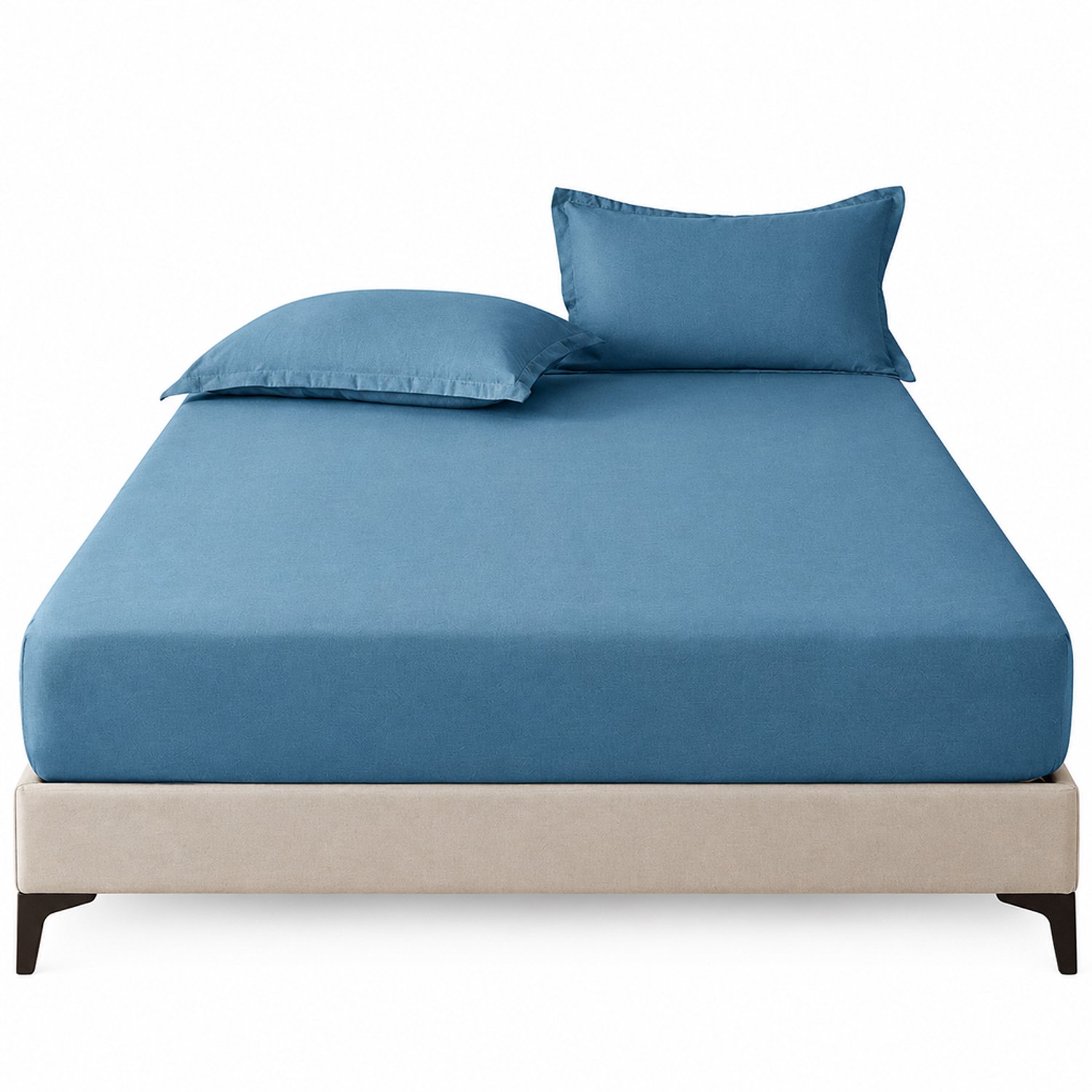 SWGOTA Blauw hoeslaken - Effen polyester met omsluitende zijkanten