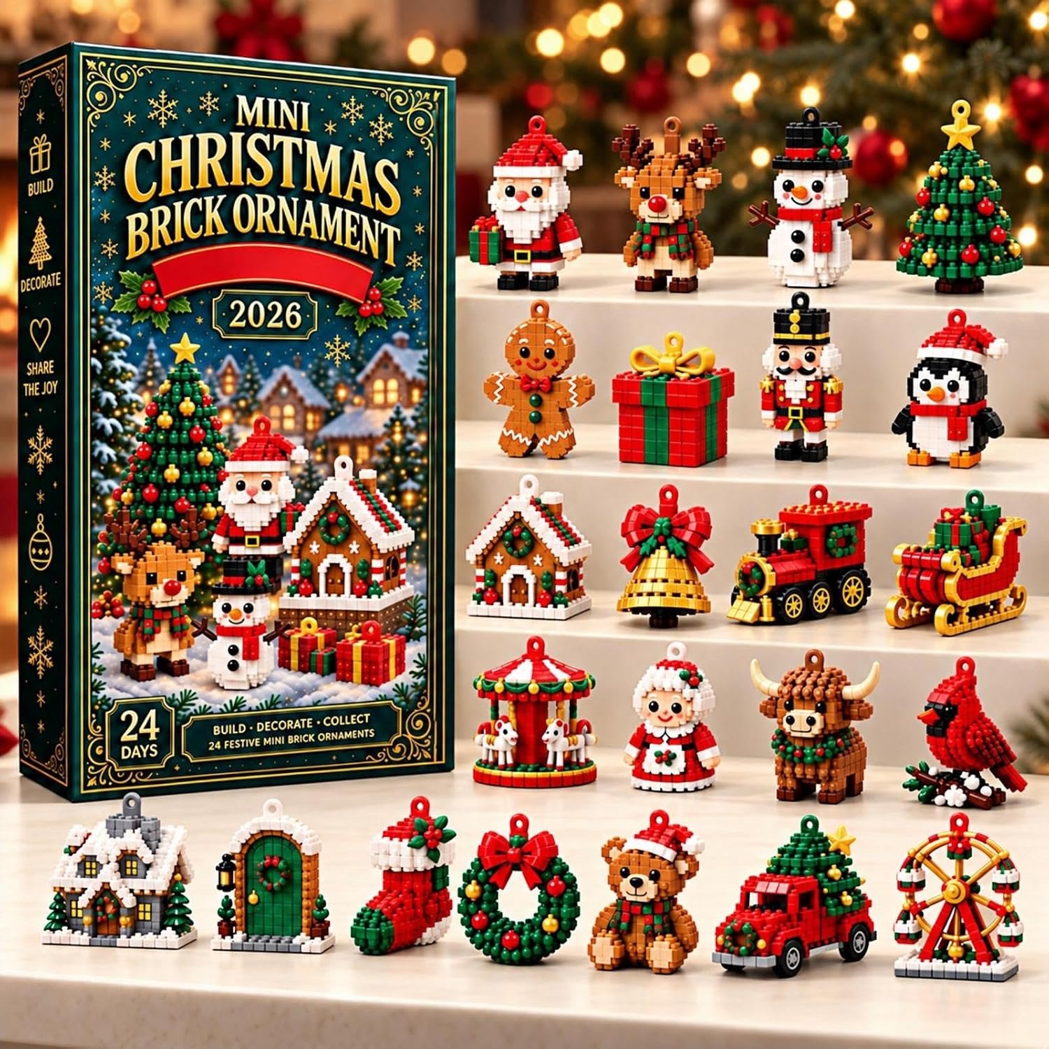 Pyreta kerstadventskalender - kerst bouwstenen - Adventskalender - adventskalender 2026 - Kerst Aftelkalender - Cadeautjes - Kerst - kerst adventskalender -kerst adventkalender - 3D-minibouwstenen