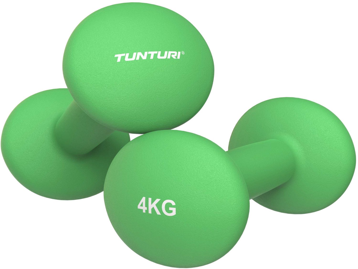 Bol.com Tunturi Dumbbell set - 2 x 4,0 kg - Neopreen - Fluor Groen - Incl. gratis fitness app aanbieding
