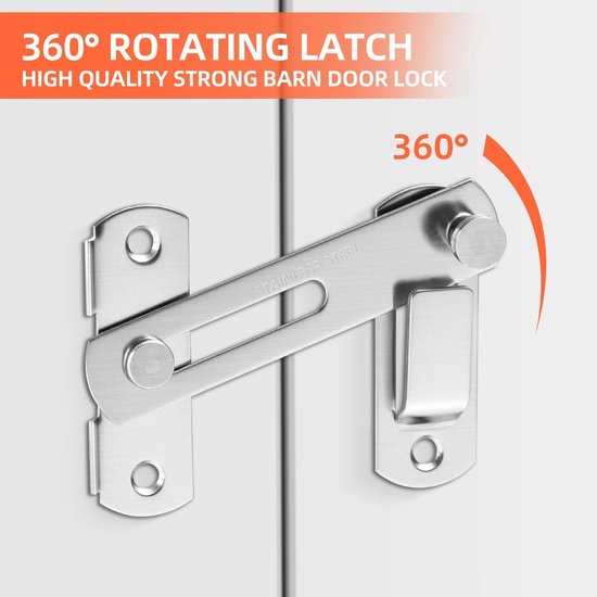 4 inch inklapbare schuifdeurgrendel, zware uitvoering voor privacy - 2 stuks — afbeelding 5