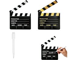 Set van 2 Filmklappers met Witte Marker - Fotoproppen voor Creatieve Opnames, 20 x 18 cm
