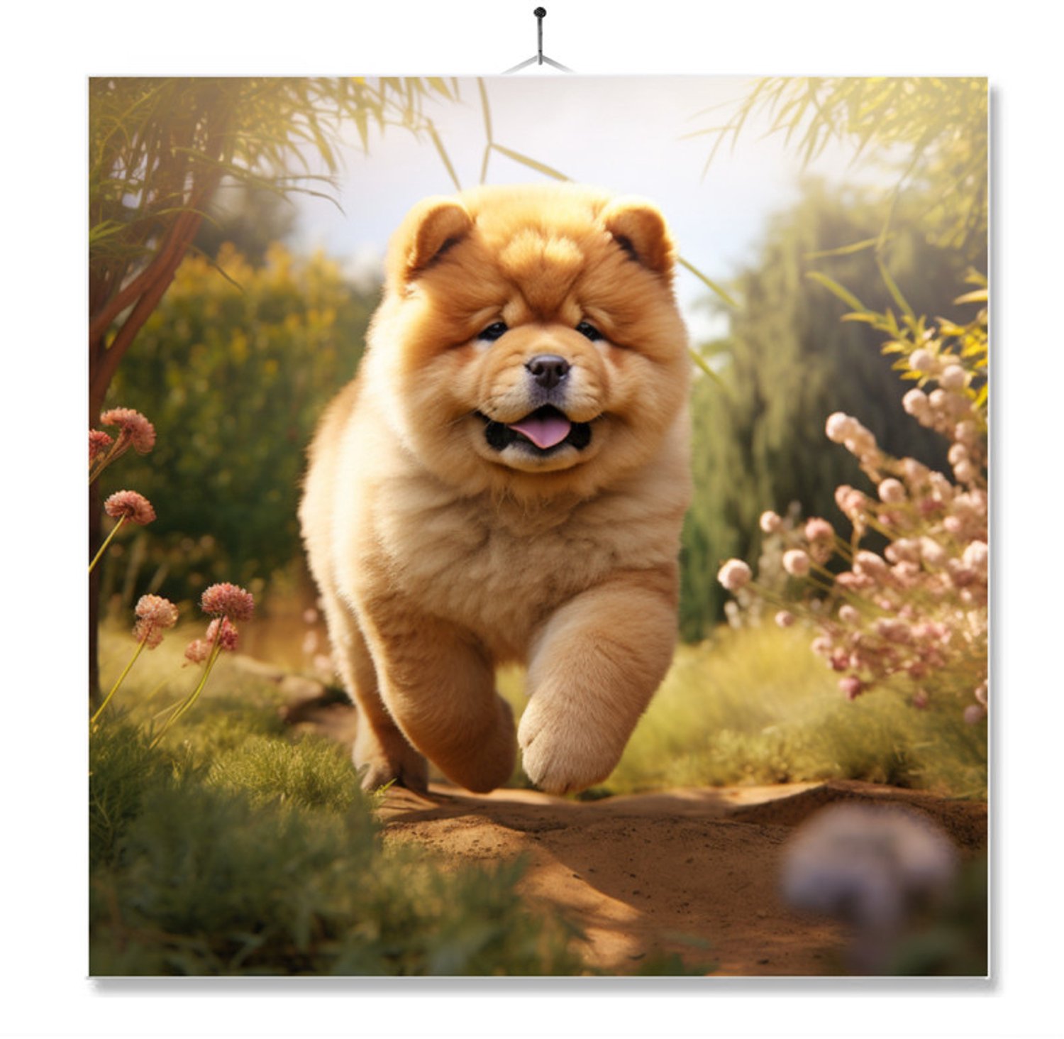 MC Living Tegel Met Opdruk | Geschenk | Puppy In De Tuin | ChowChow Ontwerp 1