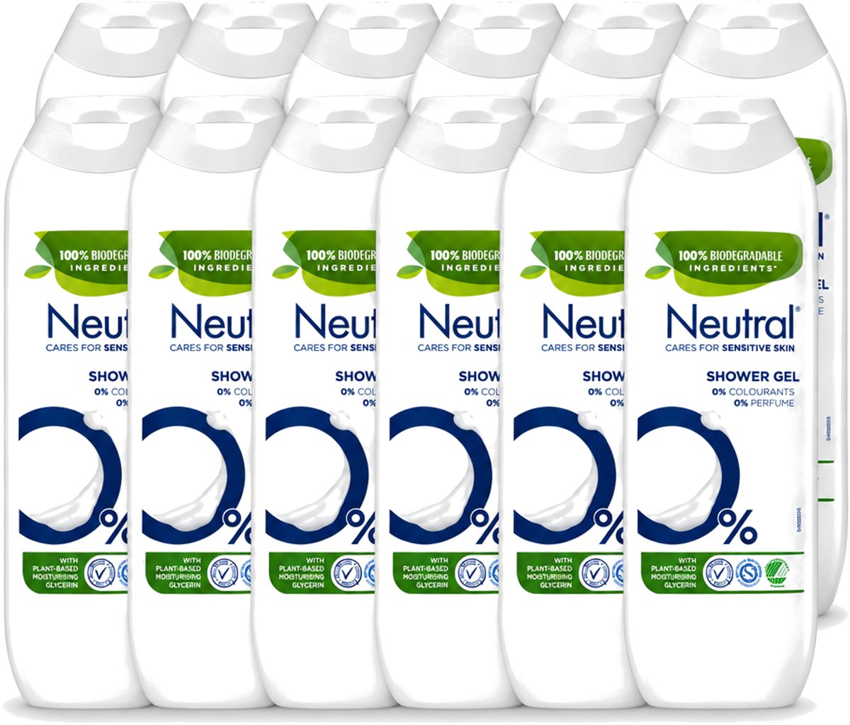 12 x Neutral – Douchegel – Parfumvrij – 250 ml - Voordeelverpakking - 12 stuks