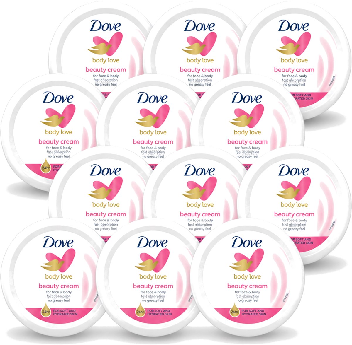 12 x Dove – Bodycrème – Beauty Cream – 75 ml - Voordeelverpakking - 12 stuks