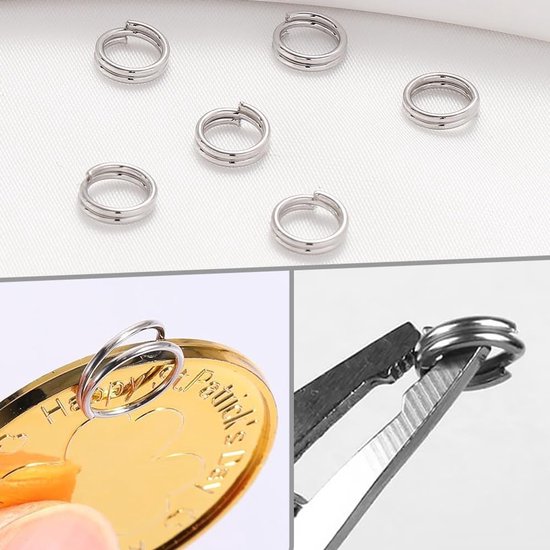 Split Rings 400 stuks 6/8/10/12mm, Mini O Ringen met Dubbele Lussen voor Sleutelhangers, Sieraden, Armbanden en Creatieve DIY Projecten — afbeelding 3