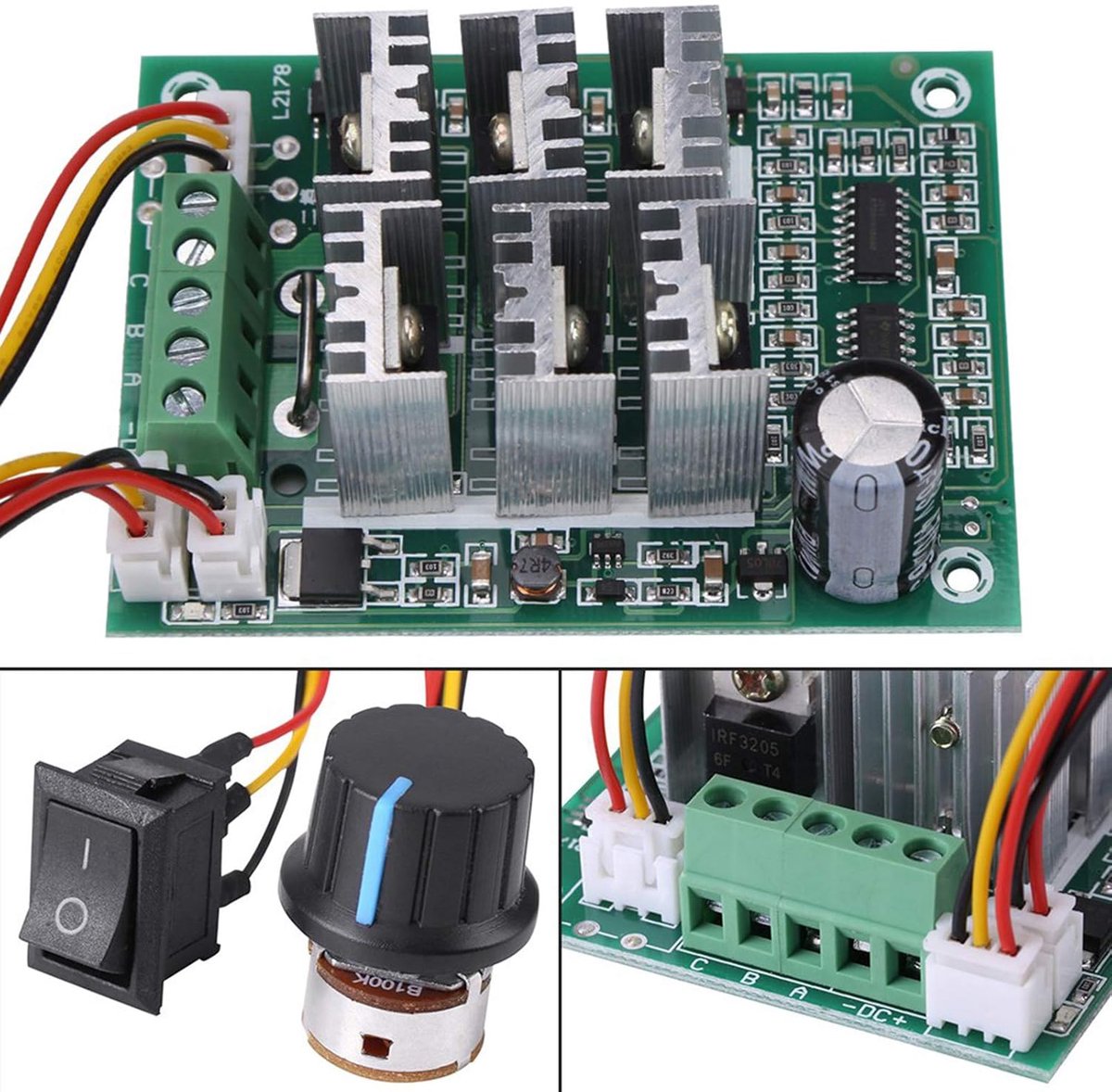 Dailygoods- Motorcontroller 15A - Brushless Motor Regulator - 3-Fase - Verstelbaar - Hoge Efficiëntie - Geschikt voor 5-36V DC - Motorregulator