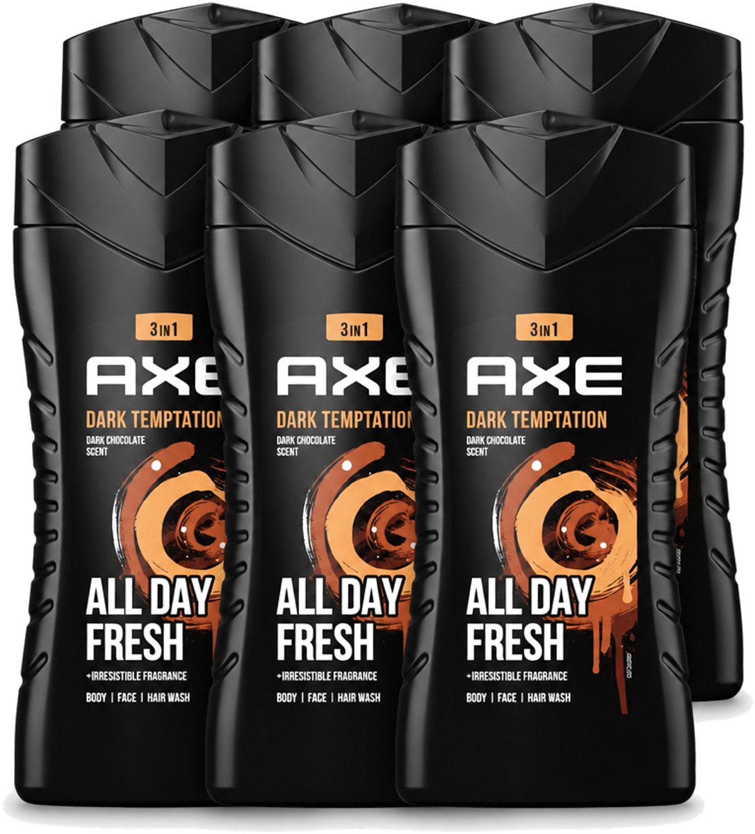 6 x Axe - 3-in-1 Douchegel - Dark Temptation - Dark Chocolate - 250 ml - Voordeelverpakking - 6 stuks
