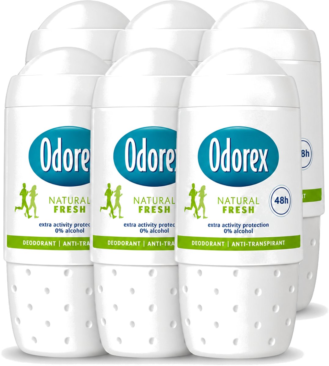 6 x Odorex - Deodorant Roller - Natuurlijk Fris - Fris & Natuurlijk - 50 ml - Voordeelverpakking - 6 stuks