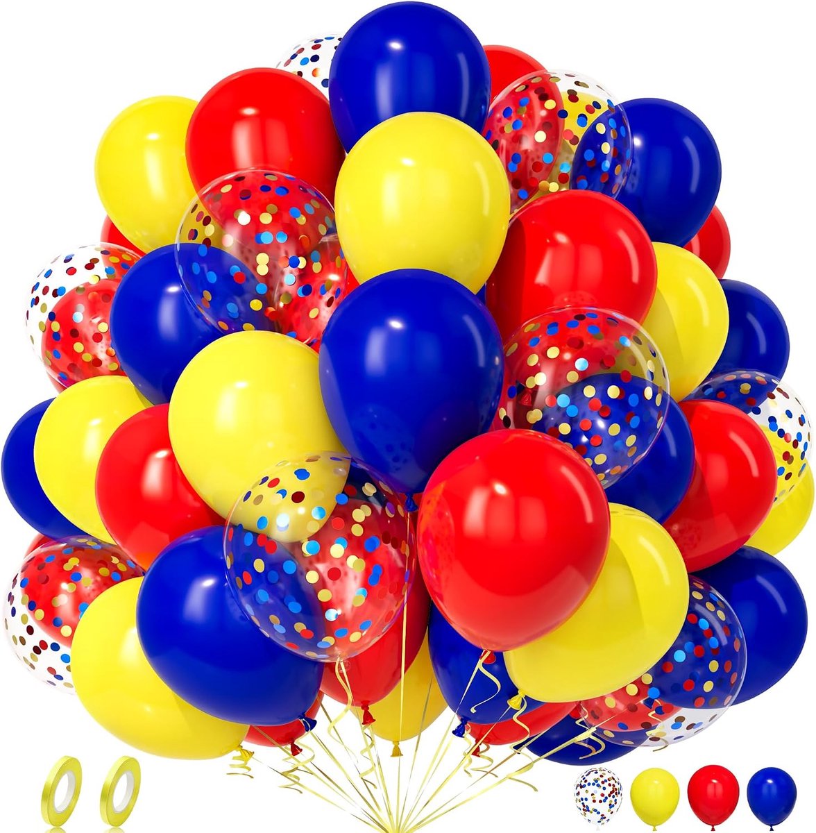 Ballonnen 30 cm - Rood, Geel en Blauw - 50 Stuks - Perfect voor Feesten - ShopVlot