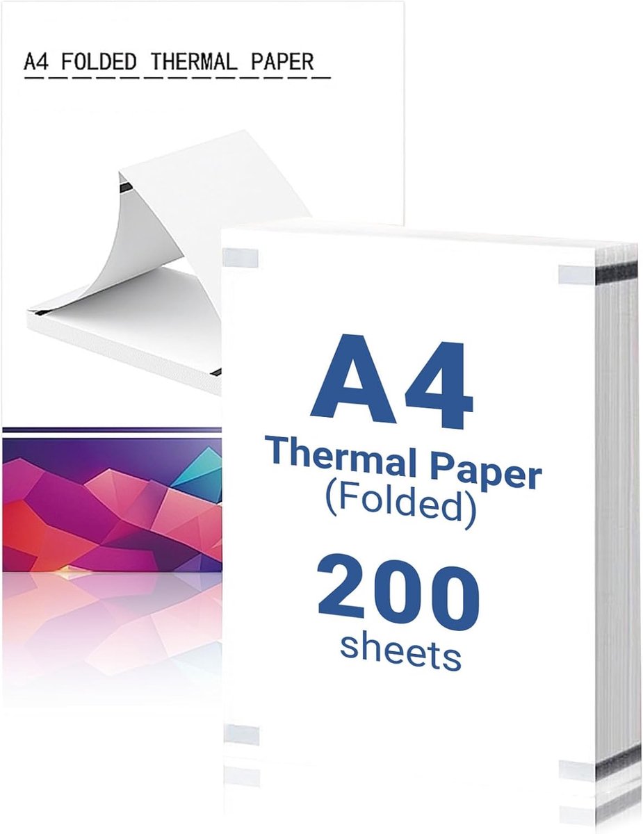 Thermisch papier A4 gevouwen - 210 x 297 mm - 70 g/m² houtpasta - BPA-vrij, voor continu printen - ShopVlot