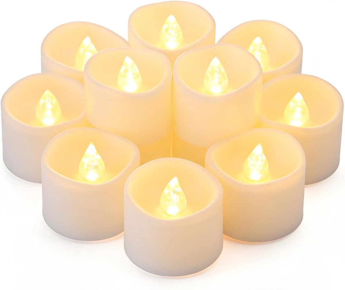 48 Pack Timer Tea Lights Battery Operated, Outdoor Flameless Flickering Fake Candle LED Timer Votive Candles, Flicker - ShopVlot