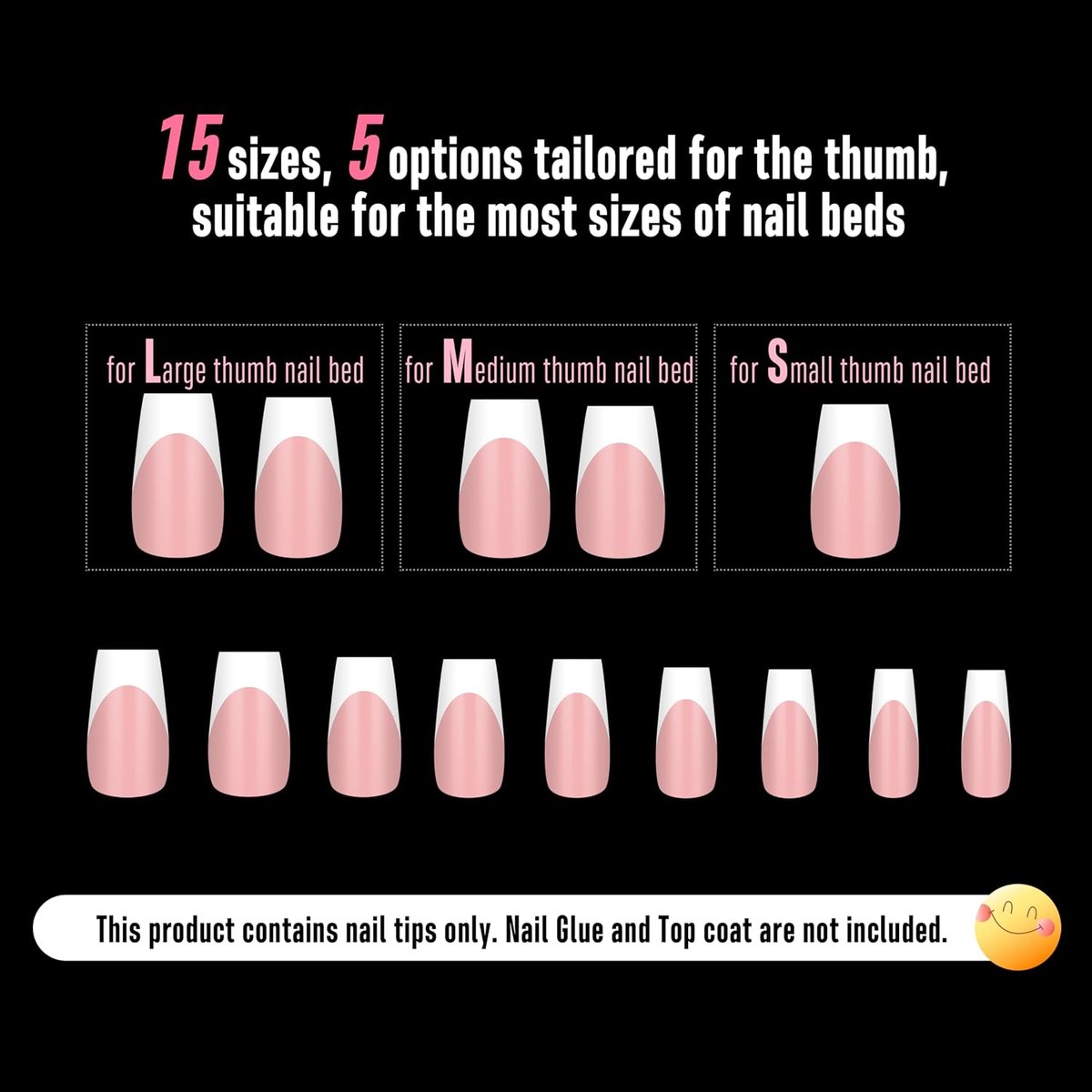 NOVO OVO White French Tip Coffin Nail Tips, Press-on Baby Pink, Extra Thick Medium Soft Acrylic Gel Nails Surface - ShopVlot — cadeau in Cadeau-ideeën - foto 3