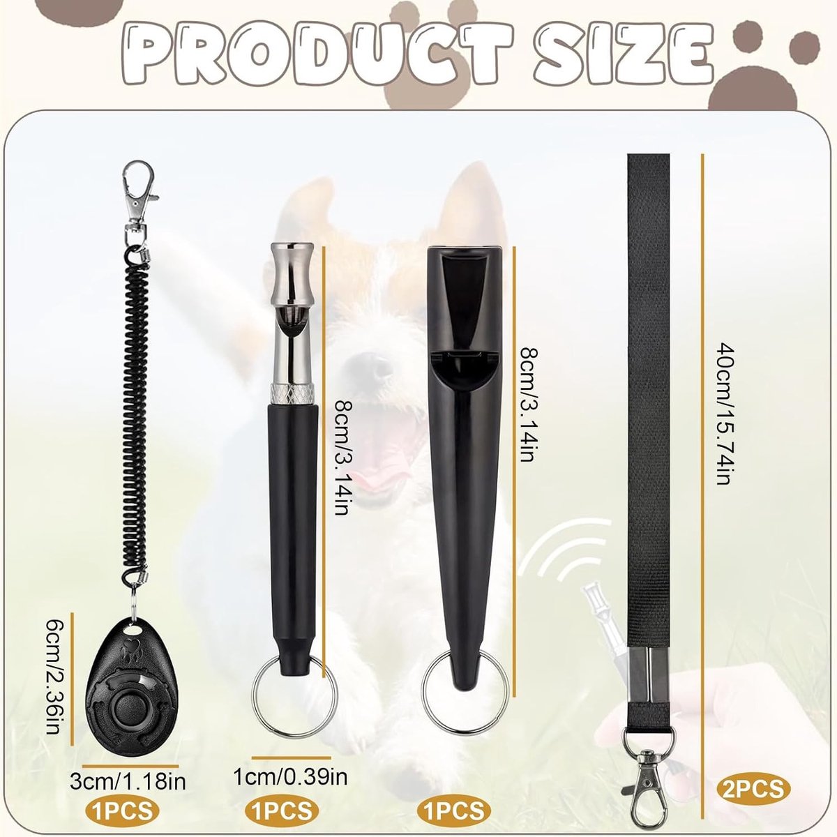 Set van 3 Hondenfluitjes met Verstelbare Toon - Inclusief Clicker en Lanyard - Perfect voor Puppy Training Thuis en Buiten