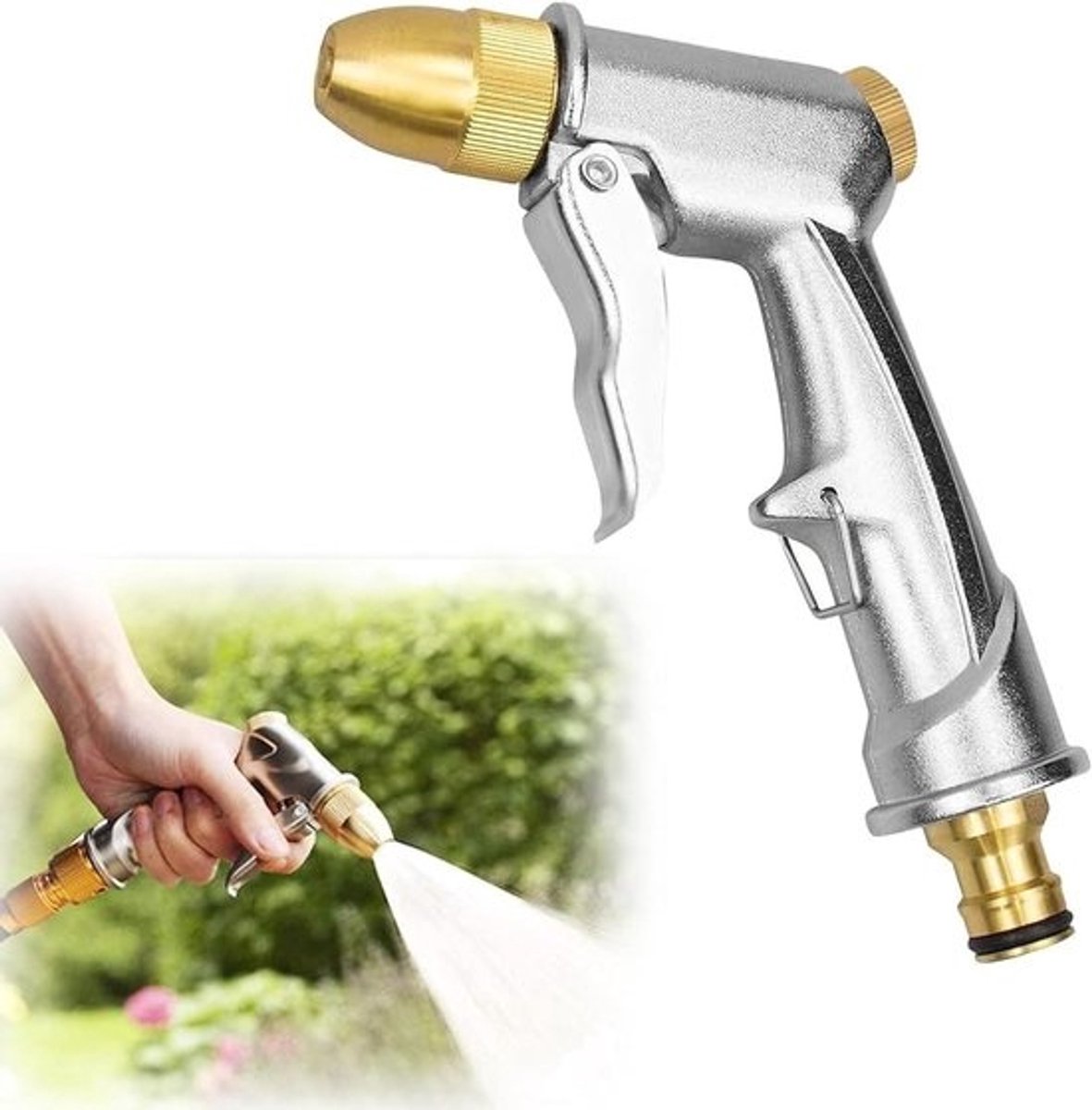 Allecto Plus - Tuindouche van 100% metalen hogedruk-zinklegering - Verstelbare waterstraal - Voor tuinirrigatie en autowassen - Eenvoudig te gebruiken