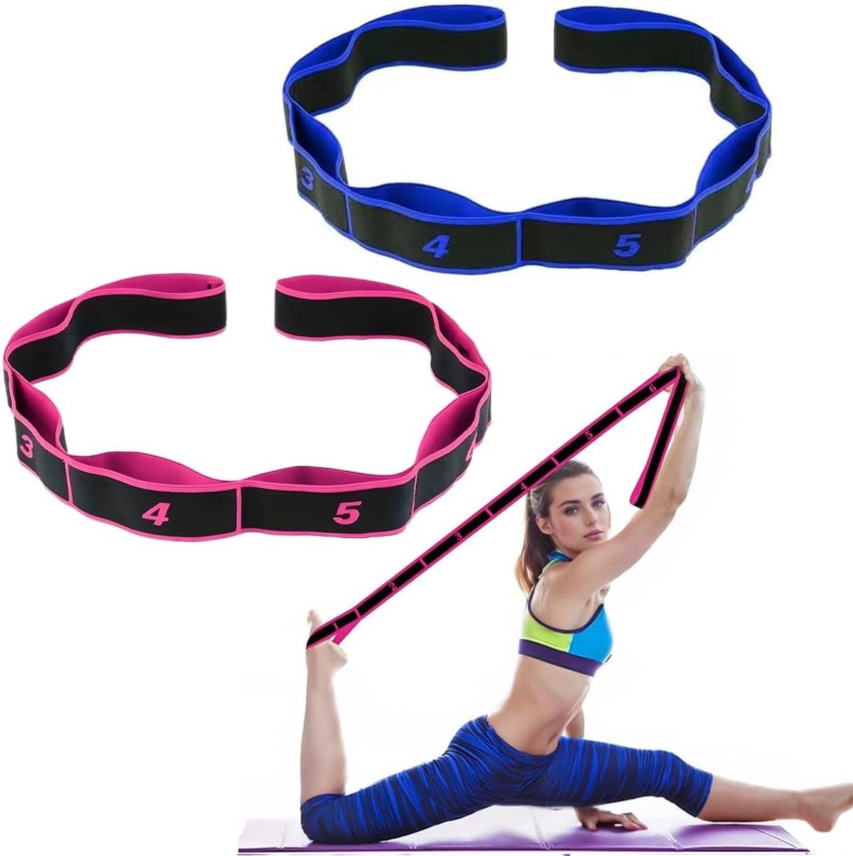Set van 2 Elastische Fitness Bands voor Yoga en Pilates - Ideaal voor Krachttraining en Stretching