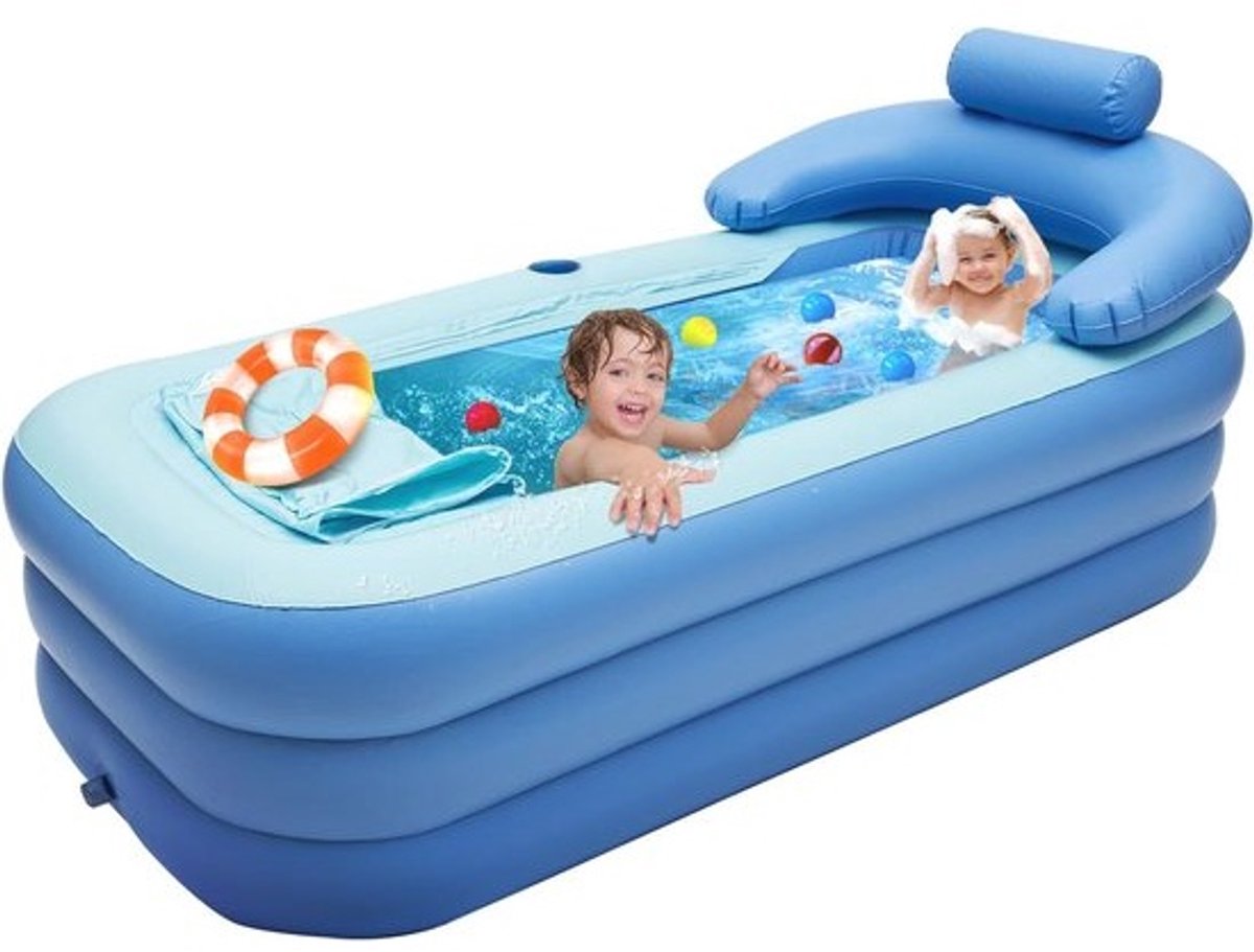 Opblaasbare badkuip voor volwassenen - Draagbare PVC badtub met kussen & afvoerbuis voor warm en koud water