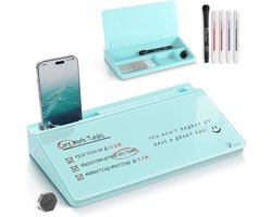 TOWON klein glazen whiteboard - Met opbergruimte - Droog uitwisbaar bord - 30,5 x 17,8 cm, voor bureau, thuiskantoor en school | Whiteboard - Inclusief 5 markeringen, gum en houder | Organizer - Ruimtebesparend en esthetisch
