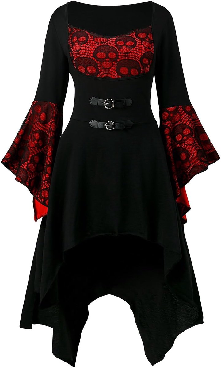 Jurk voor dames, met trompetmouwen, traditionele Ierse jurk voor dames, renaissance, cosplay, kostuum, carnaval, party, Halloween kostuum