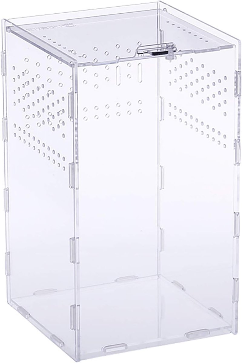 Voederbox Transparante Reptielenkweekbox, Acryl Habitat Terrarium Transportbox Reptielenkweekbox voor Spin, Hagedis, Schorpioen, Duizendpoot, Hoornkikker, Kever (25 * 15 * 15)