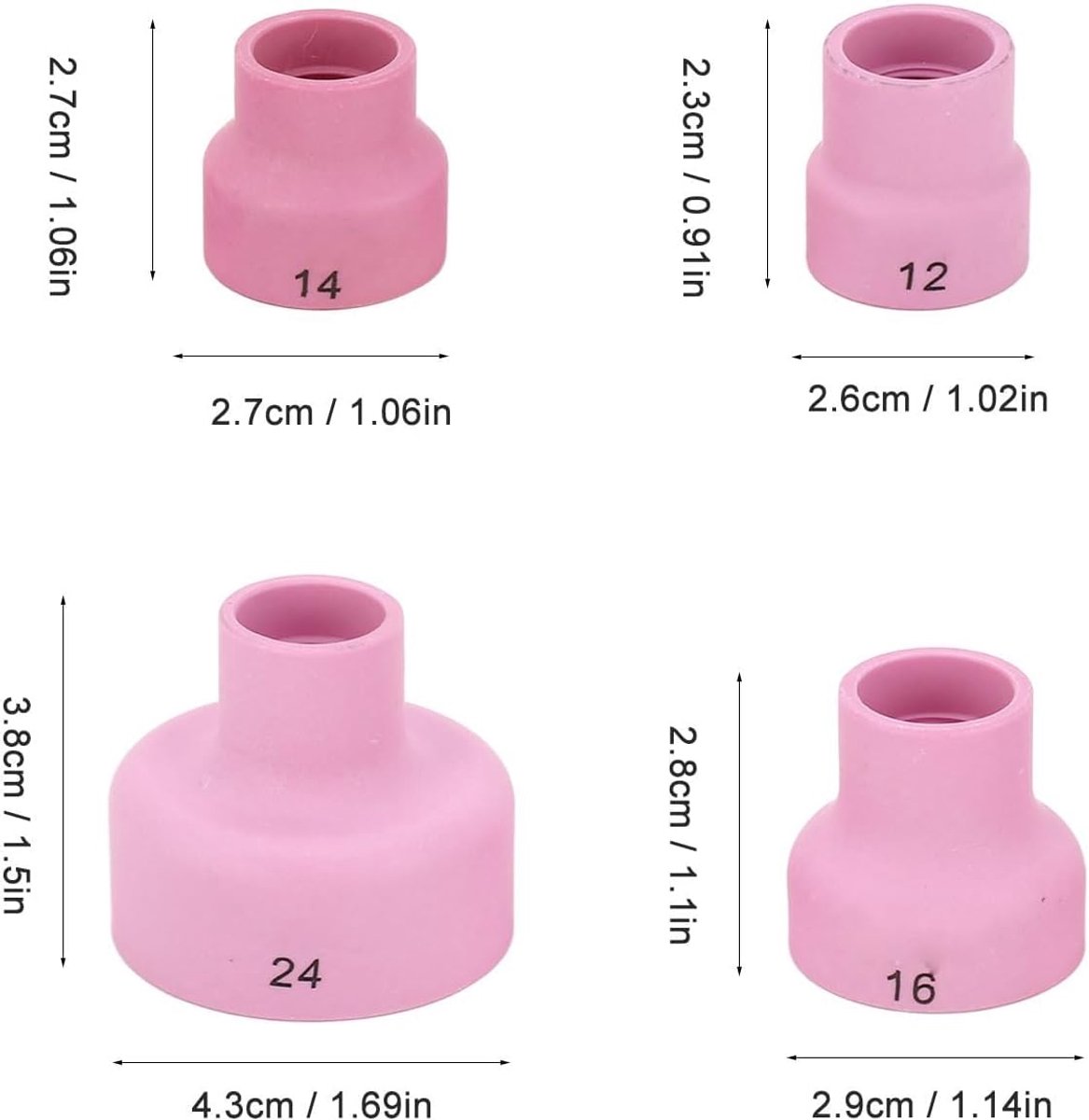 Tig Cup Kit 2.4Mm 14 16 Argon Lassen voor Gun Porselein Tip Porselein Tip Set voor Roze 24 12 Tig Lasapparatuur