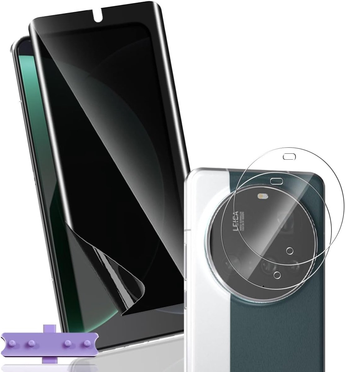 Beschermfolie voor Xiaomi 15 Ultra privacyscherm, 1 stuks anti-spying, privacy, beschermfolie, met 2 stuks camerabescherming, anti-spy flexibele TPU-folie voor Xiaomi 15 Ultra