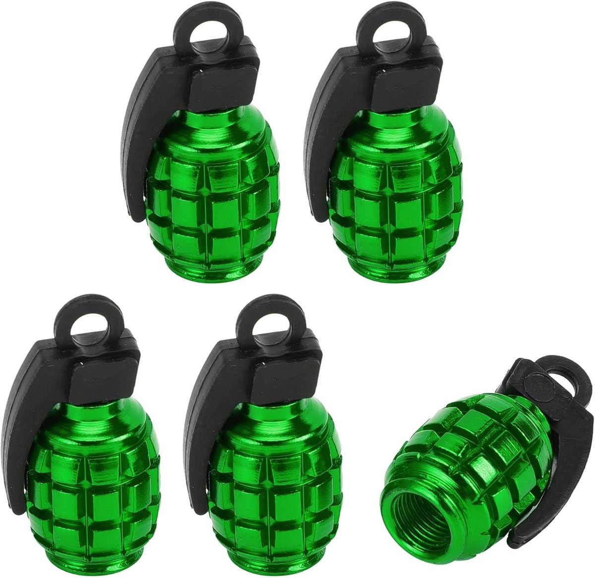 5 Stuks Bandventieldopjes, 35x16MM Universele Autowielventieldopjes Auto Fiets Motorfiets Anti-Crash Aluminiumlegering Groene Bandventieldopjes Ventieldopjes Bandventieldopjes