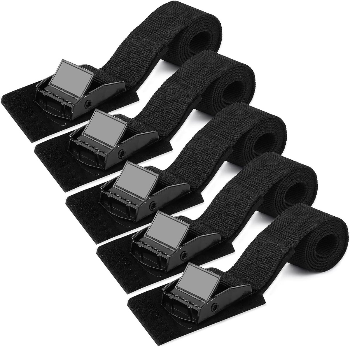 5 Stuks Zwarte Ratchet Straps 25mm x 50cm, Korte Stevige Cargo Riemen voor Motorfiets en Fiets, Ideaal voor Dakkoffers en Lasten met Verstevigde Sluiting